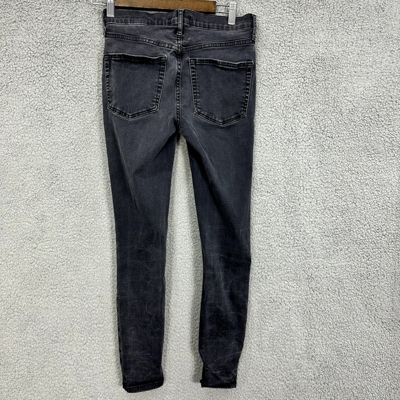 Free People Skinny Jeans Womens 27 Black Distressed Moto Boho Biker Grunge Goth - Picture 3 of 6